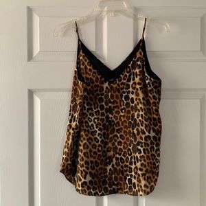 NWOT Express Size Small Leopard print tank with lace trim.